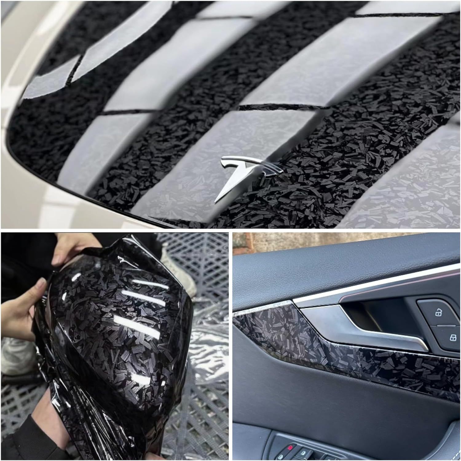 New Product Pet Simulated Carbon Fiber Silver Color-Changing Film, Glossy Color-Changing Film, Pvc Dashboard Cover Decorative Film