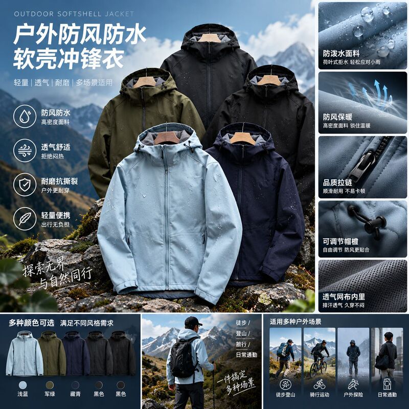 Bird's brand alternative: outdoor windproof and waterproof softshell jacket for men, featuring a hood, breathability, and durability, suitable for hiking and mountaineering Bird's brand alternative: outdoor windproof and waterproof softshell jacket for men, featuring a hood, breathability, and durability, suitable for hiking and mountaineering