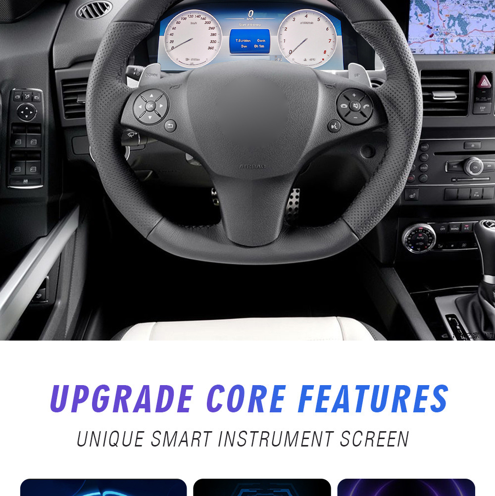 Cross-border new applicable Mercedes Benz GLK old to new 12.3 inch large screen intelligent full LCD instrument