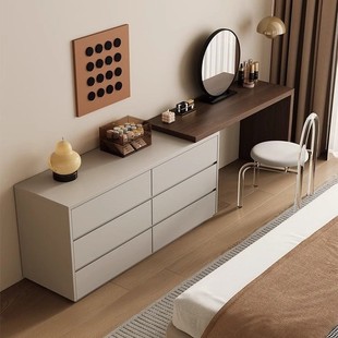Dressing Table Italian Minimalist Bedside Light Luxury Storage Cabinet High-End Bedroom Small Storage Cabinet Dressing Table Integrated Drawer Cabinet