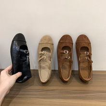 软底版~ 法式平底芭蕾舞温柔晚晚鞋女鞋子2025春秋季复古绒面玛丽