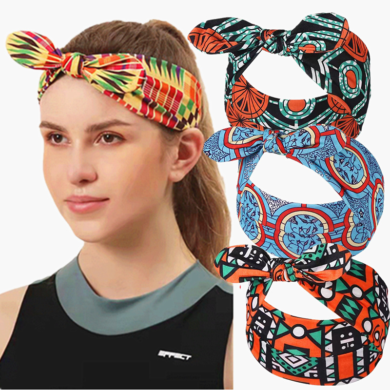 New lady rabbit ear knot with elastic yoga movement with wire fixation with bandeau hair band