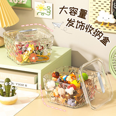 可定制透明饰品收纳盒带盖小女孩发圈发绳发夹饰品盒透明收纳盒