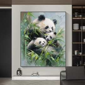 中国国宝熊猫水彩海报厂家批发高清喷绘油画布外贸入仓货源来赞达
