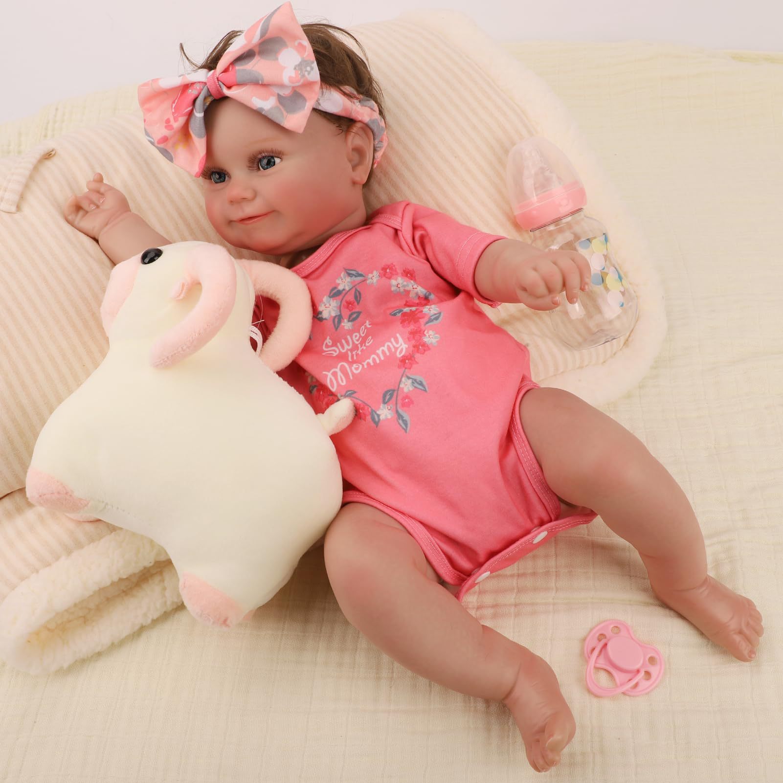 Muñeca de ropa, muñeca de 20 pulgadas, muñeca de regalo de cumpleaños, muñeca rosa, simulación de bebé