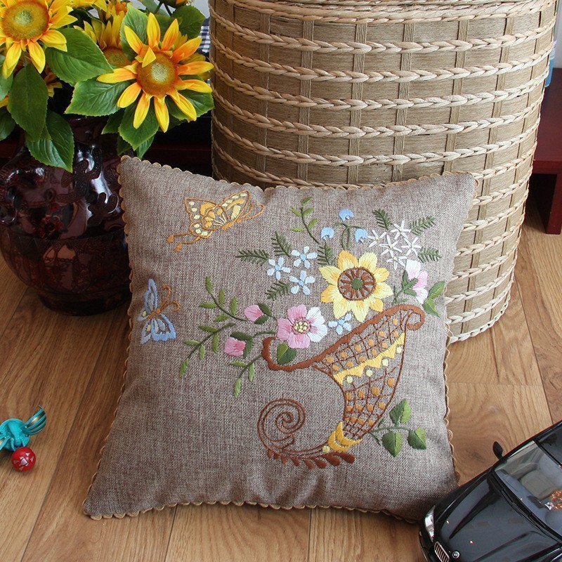 Jinhao bordado fábrica al por mayor hecho a mano bordado Cruz puntada DIY cinta bordado cojín almohada Guangzhou 04