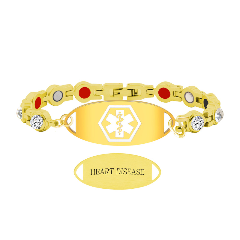 Amazon's Best-Selling Round Diamond Magnetic Medical Alert Bracelet, Stainless Steel Custom Emergency Contact Medical Id Bracelet