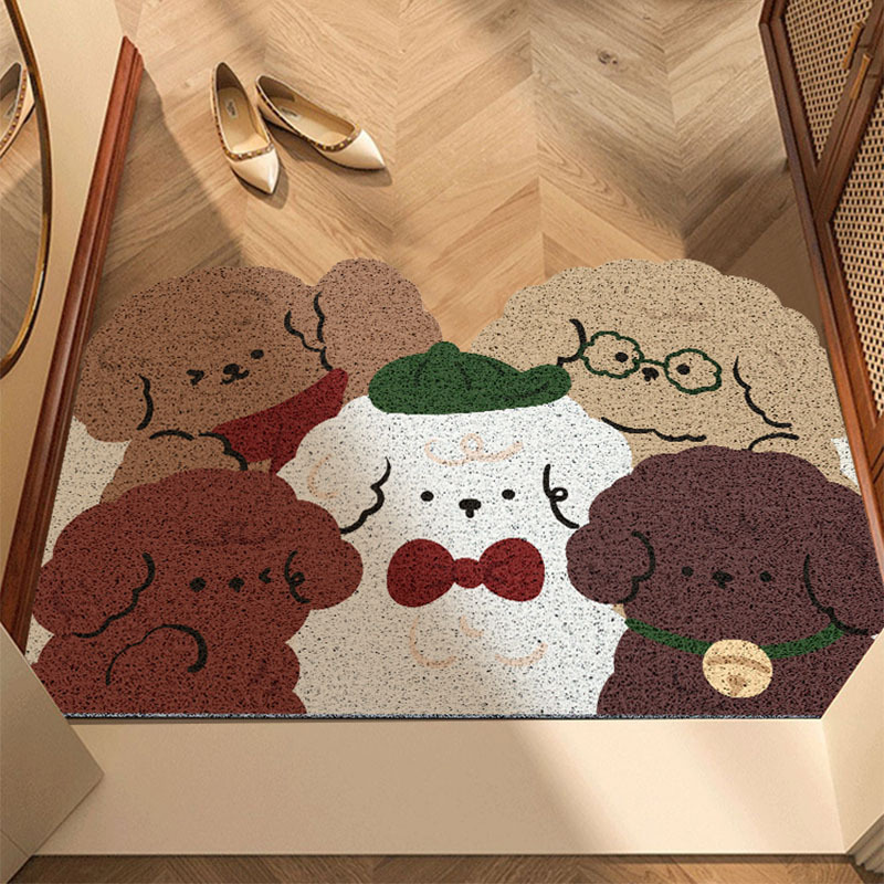 Cute Entryway Door Mat Household Chenille Dust-Proof Door Mat PVC Anti-Slip Entrance Hall doormat, can be cut to size