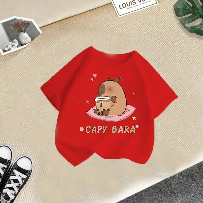 2025新型夏男女児童半袖アニメプリントtシャツ女子カジュアル上着国境を越えた子供服対外貿易ブーム