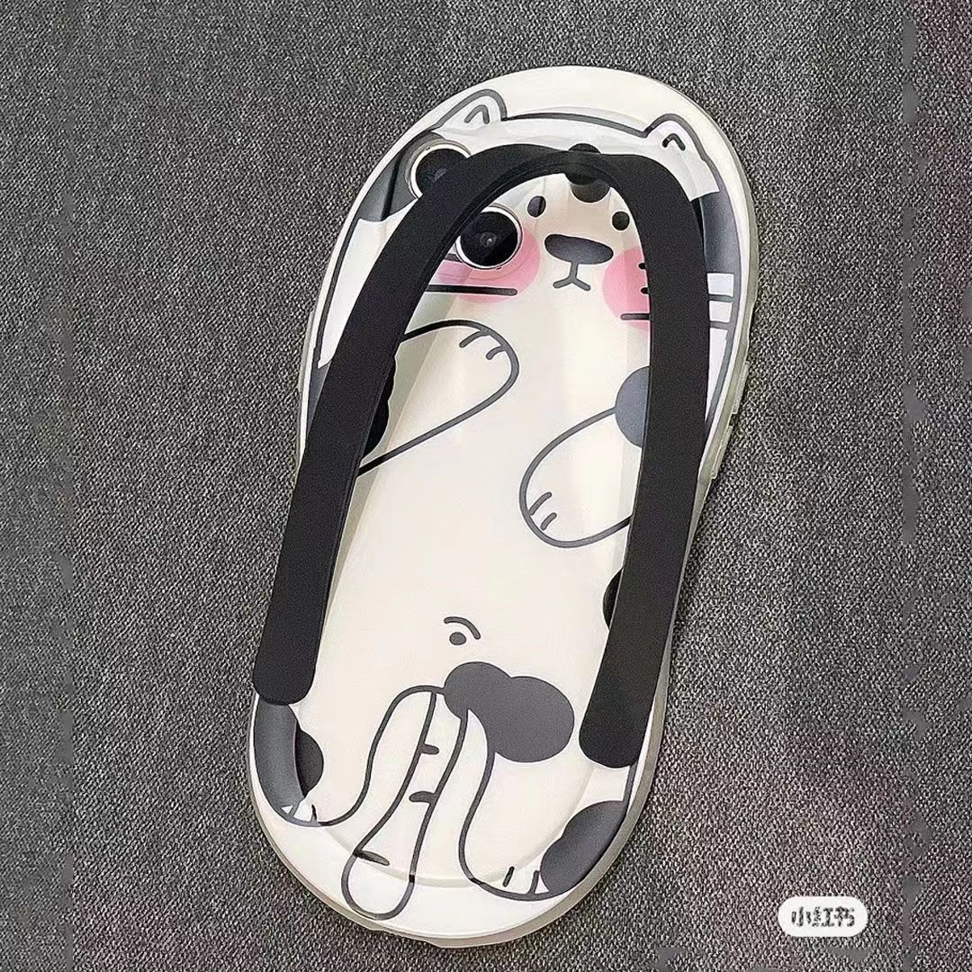 투명 슬리퍼-FL 스탠딩 블러싱 고양이 (블랙 신발 끈)
