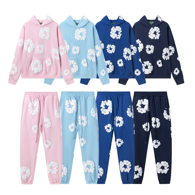 Denim Tears Kapok Foam Print American Style Couple's Sweatshirt Hoodie and Sweatpants Casual Set Trendy Men's Ins