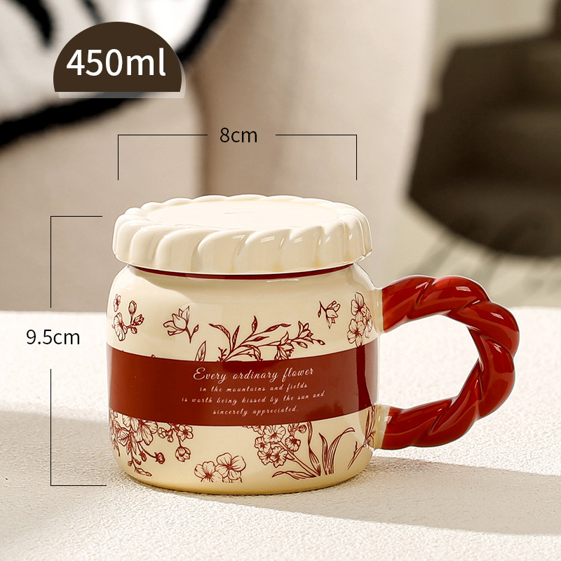 Taza de cerámica retro francesa Taza de agua de oficina Taza de alto valor Dormitorio en casa Taza de café Taza de pareja Hombre