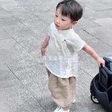 男童汉服儿童夏装2025新款新中式元气活力衬衫男宝宝中国风两件套