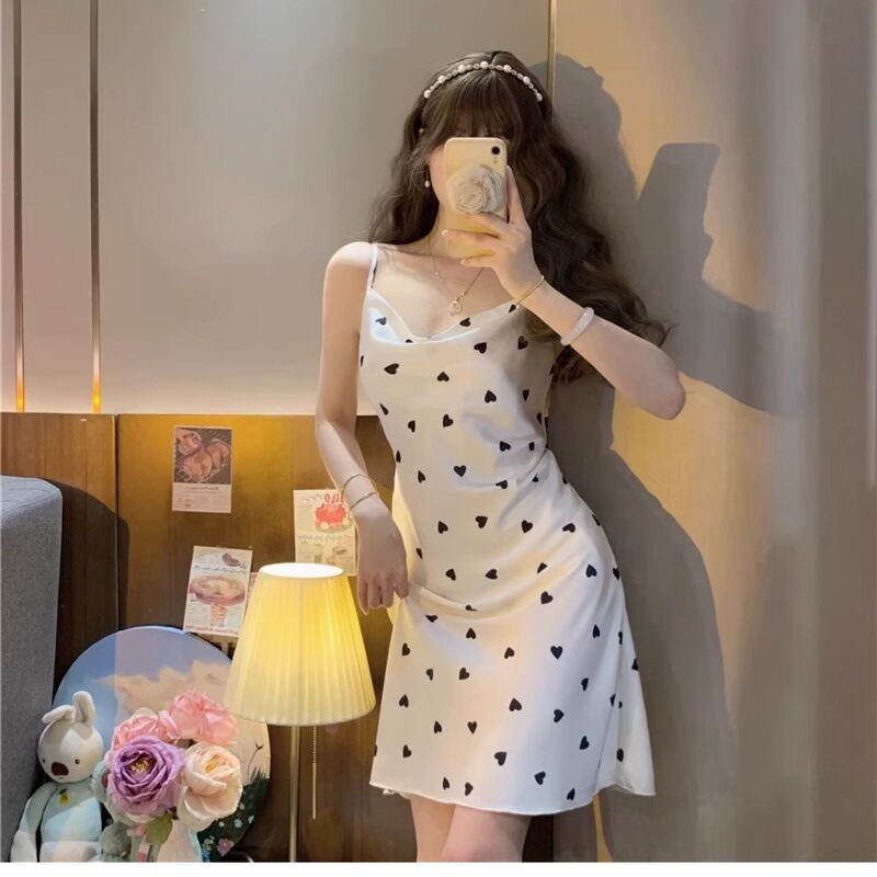 New Summer Camisole Nightgown for Petite Women, Sexy Ladies' Home Wear Camisole Dress, Pure Desire Thin Nightgown Dress