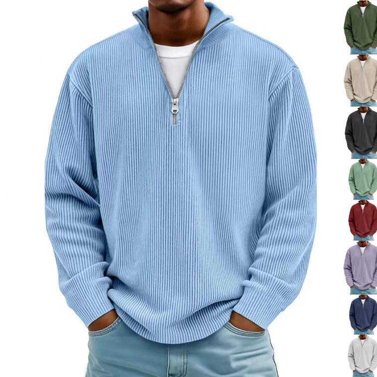 2026 Amazon New Autumn Men's Casual Tops Stand-Up Collar Zipper Corduroy Long-Sleeved Men's Polo Shirt 2026 Amazon New Autumn Men's Casual Tops Stand-Up Collar Zipper Corduroy Long-Sleeved Men's Polo Shirt