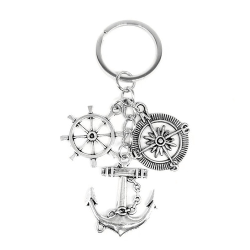 European and American cross-border sailing vintage sailing ship key chain compass anchor lighthouse key chain decorative key pendant