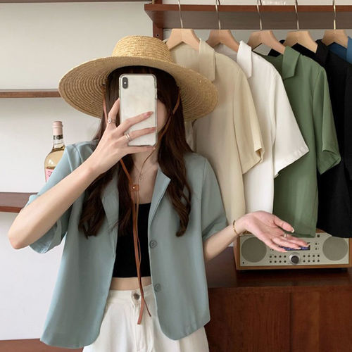 Stylish Short Women's Spring Summer Korean Version 2025 Thin Sweet Cool Spice Short Sleeve Suit Jacket