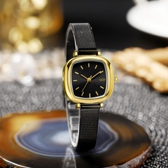 Godi Minimalist Korean Style Casual Women's Watch with High-End Net Band Quartz Watch, Waterproof Small Sugar Cube Women's Watch