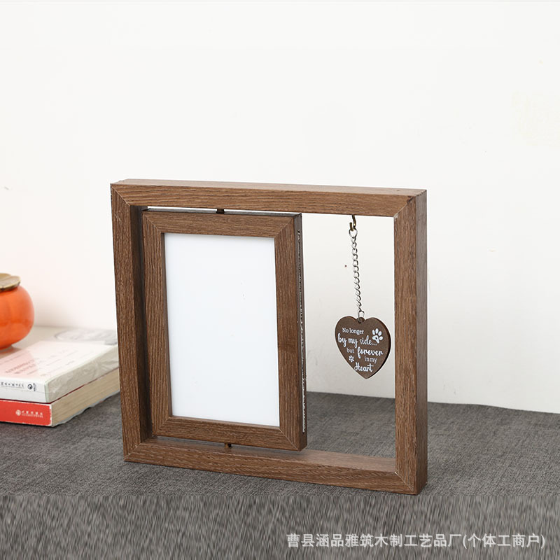 Wholesale wooden photo frames, postcard photo frames, solid wood photo frames, rotatable desktop decorations, pet memorial photo frames Wholesale wooden photo frames, postcard photo frames, solid wood photo frames, rotatable desktop decorations, pet memorial photo frames