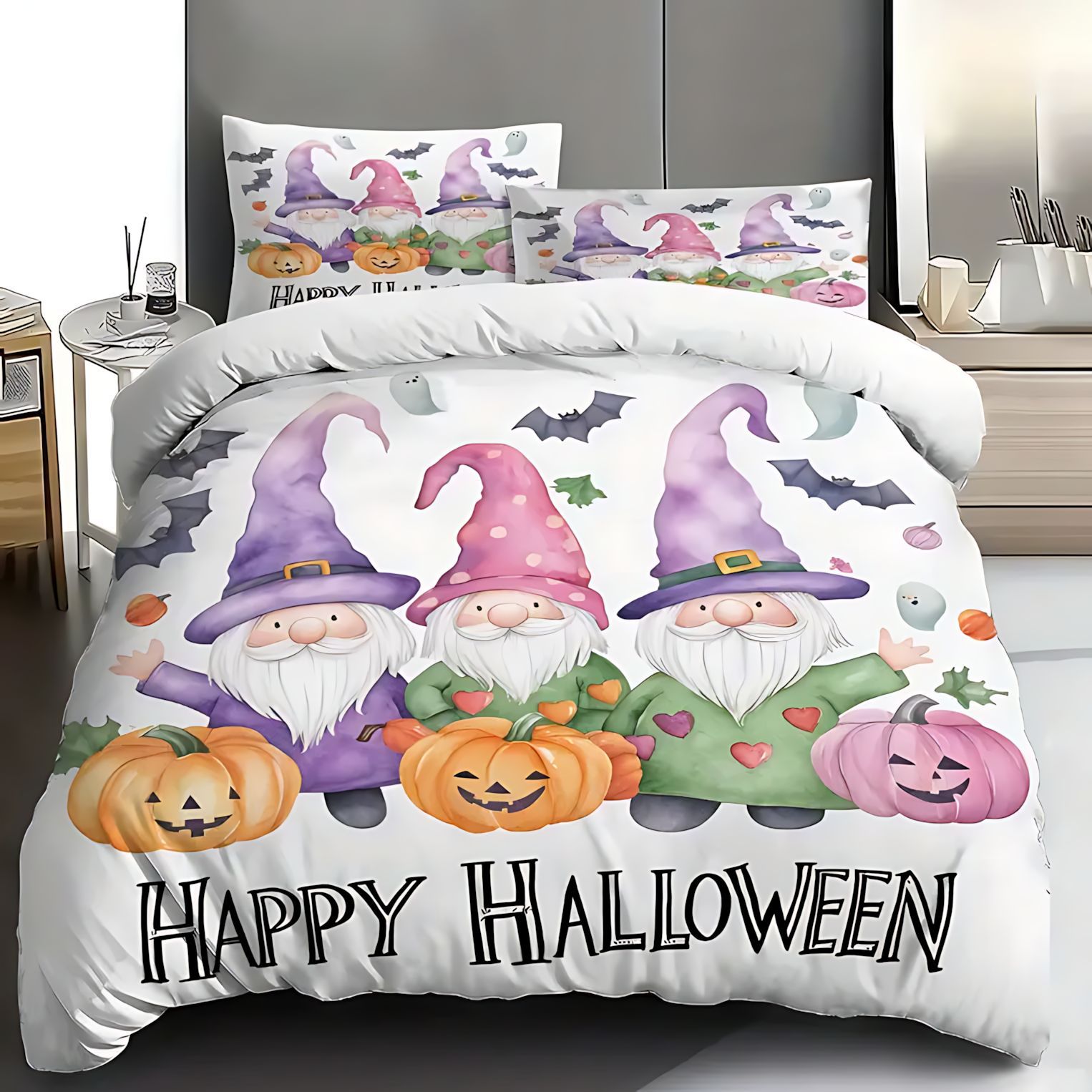 TEMU / JIT amazon adorable patrón enano impresión digital 3D Soft edredon kit para dibujar