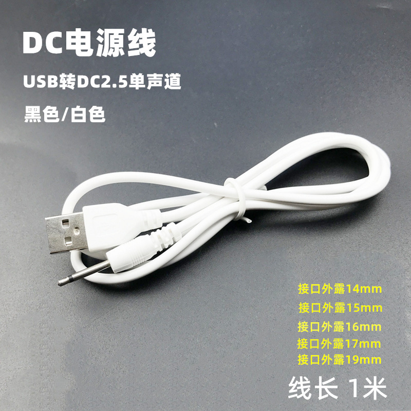 usb to 2.5 Audio Mono Charging Cable 1 m 17.4mm Face Washing Instrument Sex Products 2.5 Round Charging Cable