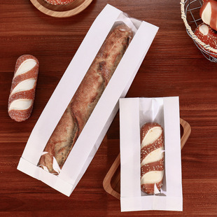 Open Window Bread Bag Caterpillar Bagel Oil-proof Packaging Bag Long Strip Baking Leba Paper Toast Bread Bag Printed Logo