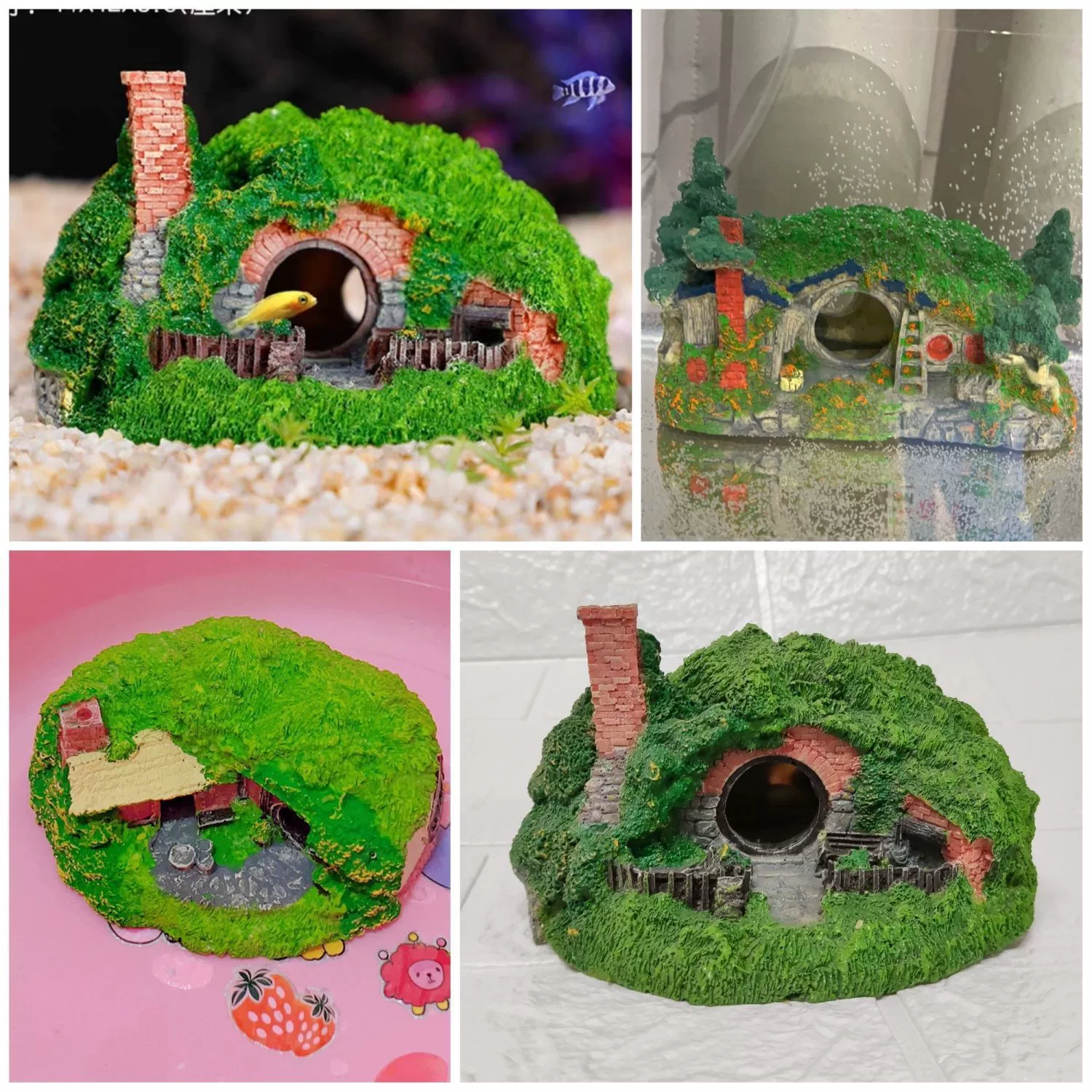 [90%-ная оценка] пустотелый дом, чтобы избежать аквариума, смола, соломенный дом, специальный аквариум, моделирование ландшафта