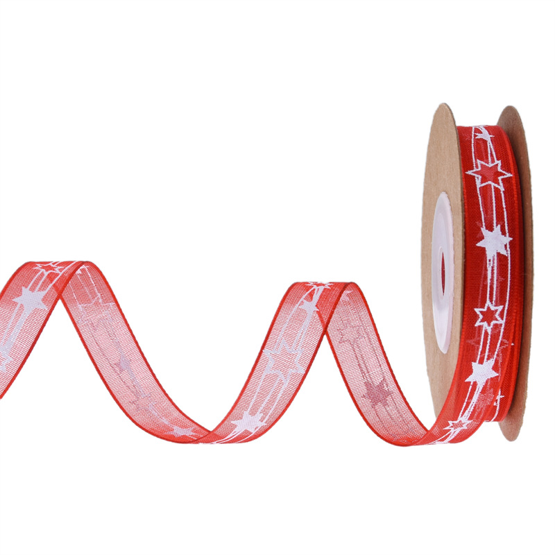 Navidad transfronteriza impresión pentagramas colorida cinta ramo de flores arco correa de árbol de Navidad DIY decoración cinta floral