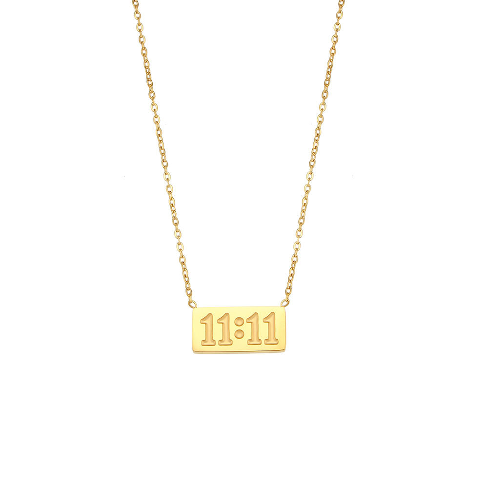 Mode Einfache 18K Goldberzogene Buchstaben Box Zahlen Edelstahl Halskettepicture3