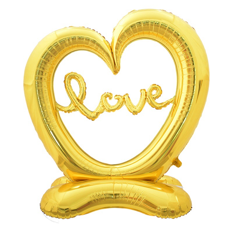 Día de San Valentín globo base 4D de pie amor globo oso Tema de dibujos animados diseño Gran Pollo corazón columna globo