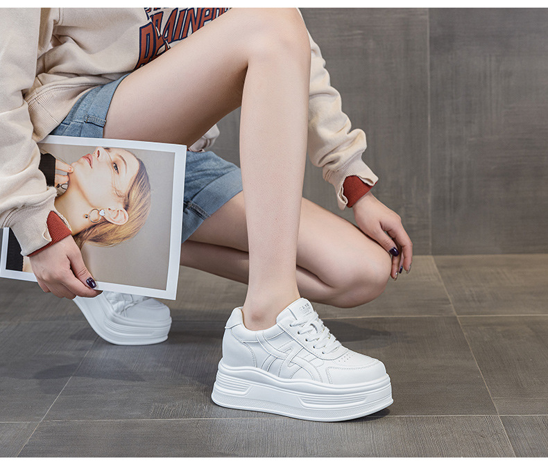 Giày sneaker nữ đế dày tăng chiều cao phong cách thể thao — M2963 màu đen, M2963 màu trắng, M2963 màu đỏ chi tiết 25