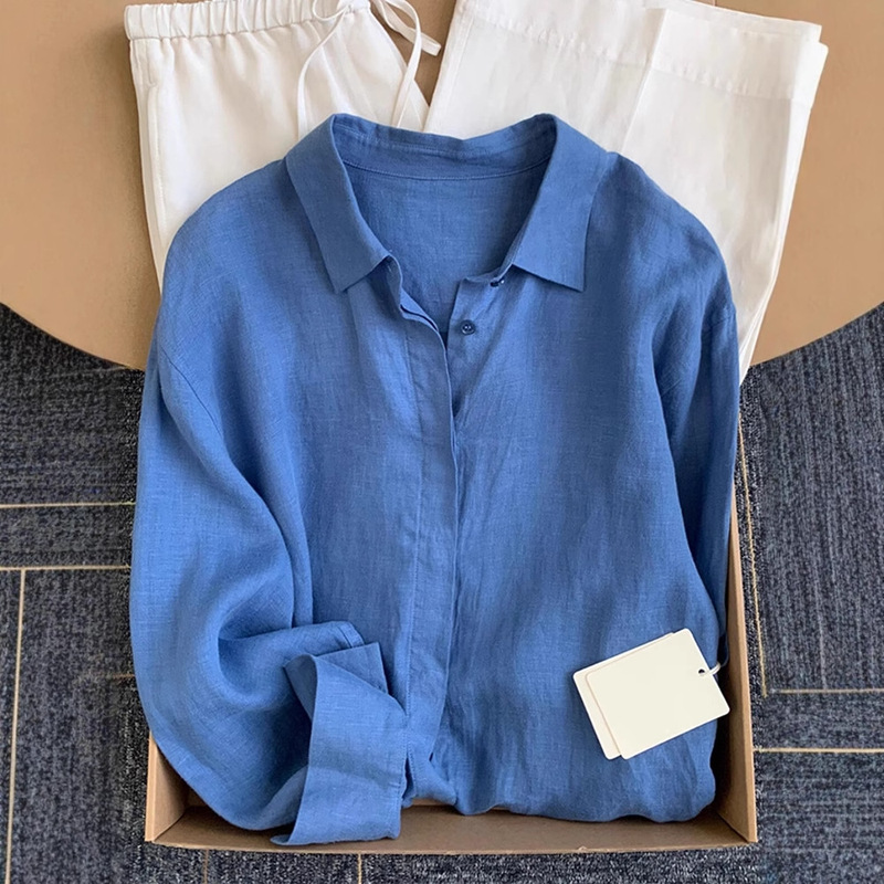 French Linen Shirt Women's Summer Thin Loose Old Money Wind Linen Shirt Long Sleeve Sunscreen Cotton Linen Top French Linen Shirt Women's Summer Thin Loose Old Money Wind Linen Shirt Long Sleeve Sunscreen Cotton Linen Top