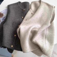 2025春季动感百搭羊绒针织马甲女小香风叠穿外搭毛衣背心圆领坎肩