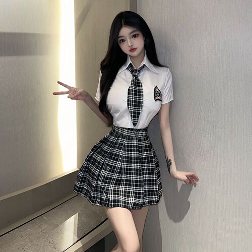 Sexy lingerie JK college style sexy two-wear uniform for women Japanese college campus style miniskirt tempting nightgown for women