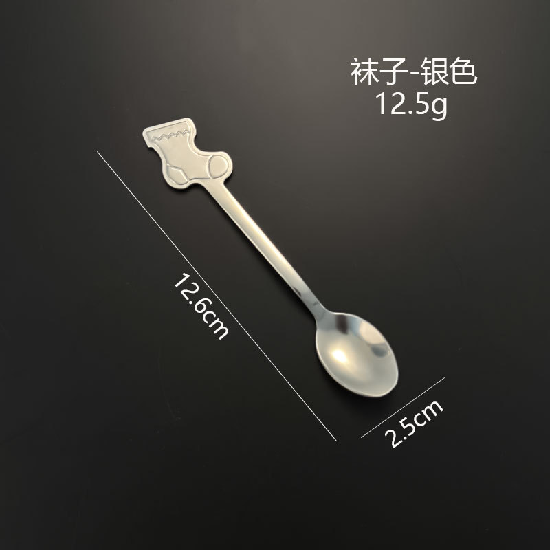 跨境不锈钢圣诞餐具甜品冰淇淋咖啡勺创意圣诞勺礼盒装圣诞勺套装|undefined
