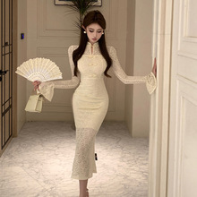 4761跨境外贸女装批发东南亚性感名媛御姐风高级感包臀蕾丝连衣裙