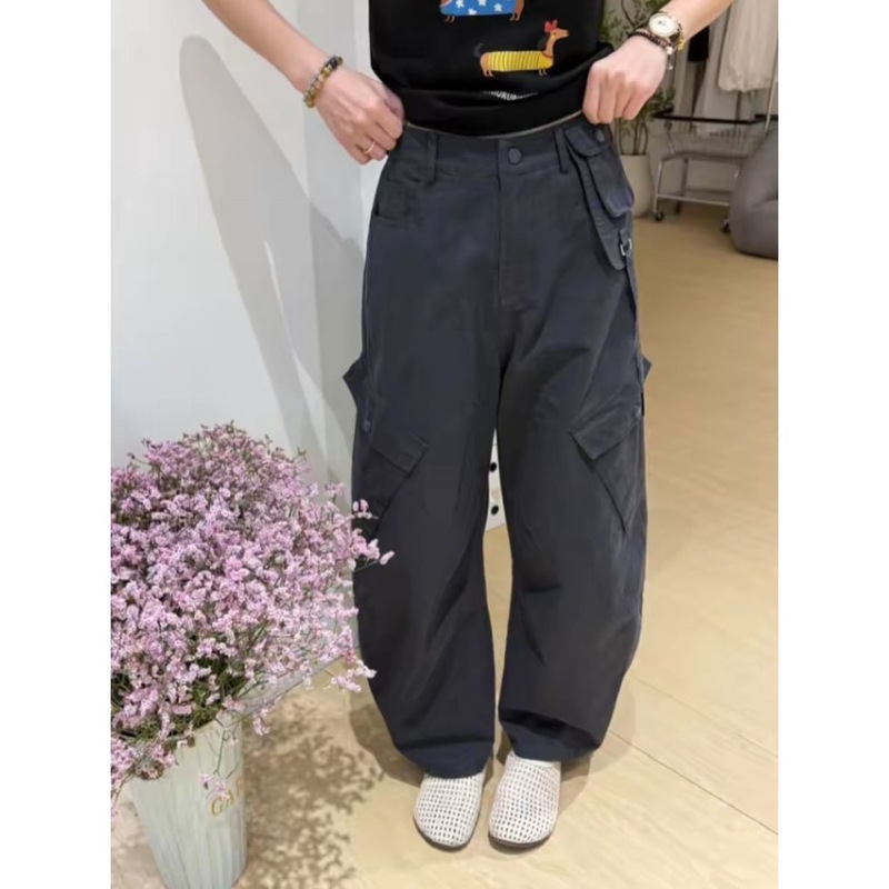 美式复古工装高腰裤女2025早秋新款宽松显瘦直筒阔腿休闲长裤子潮|undefined