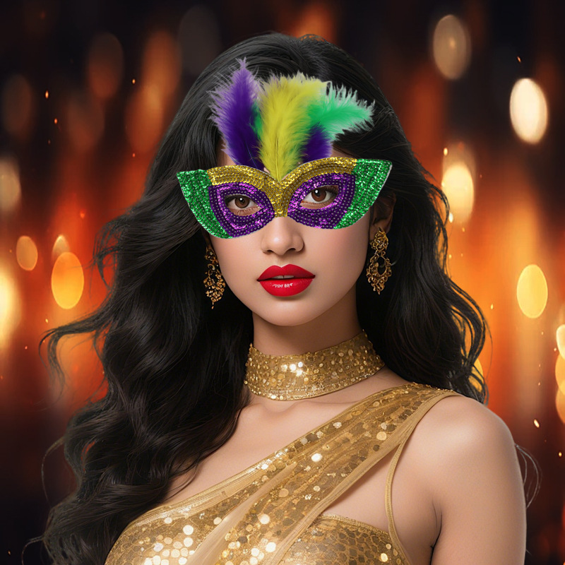 Carnaval europeo y americano Mardi Gras máscaras doradas morada-verde - sequela máscaras de fiesta bar transfronterizas