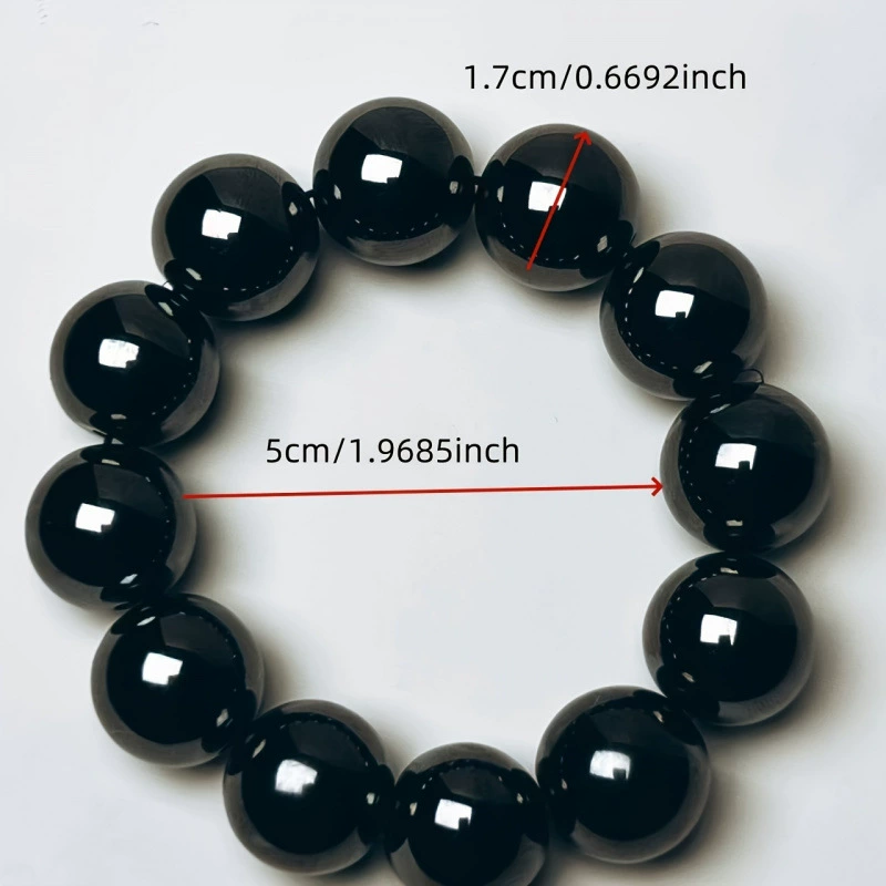 [I 67600 Black Obsidian Beaded Bracelet 天然乌金黑曜石手链]
