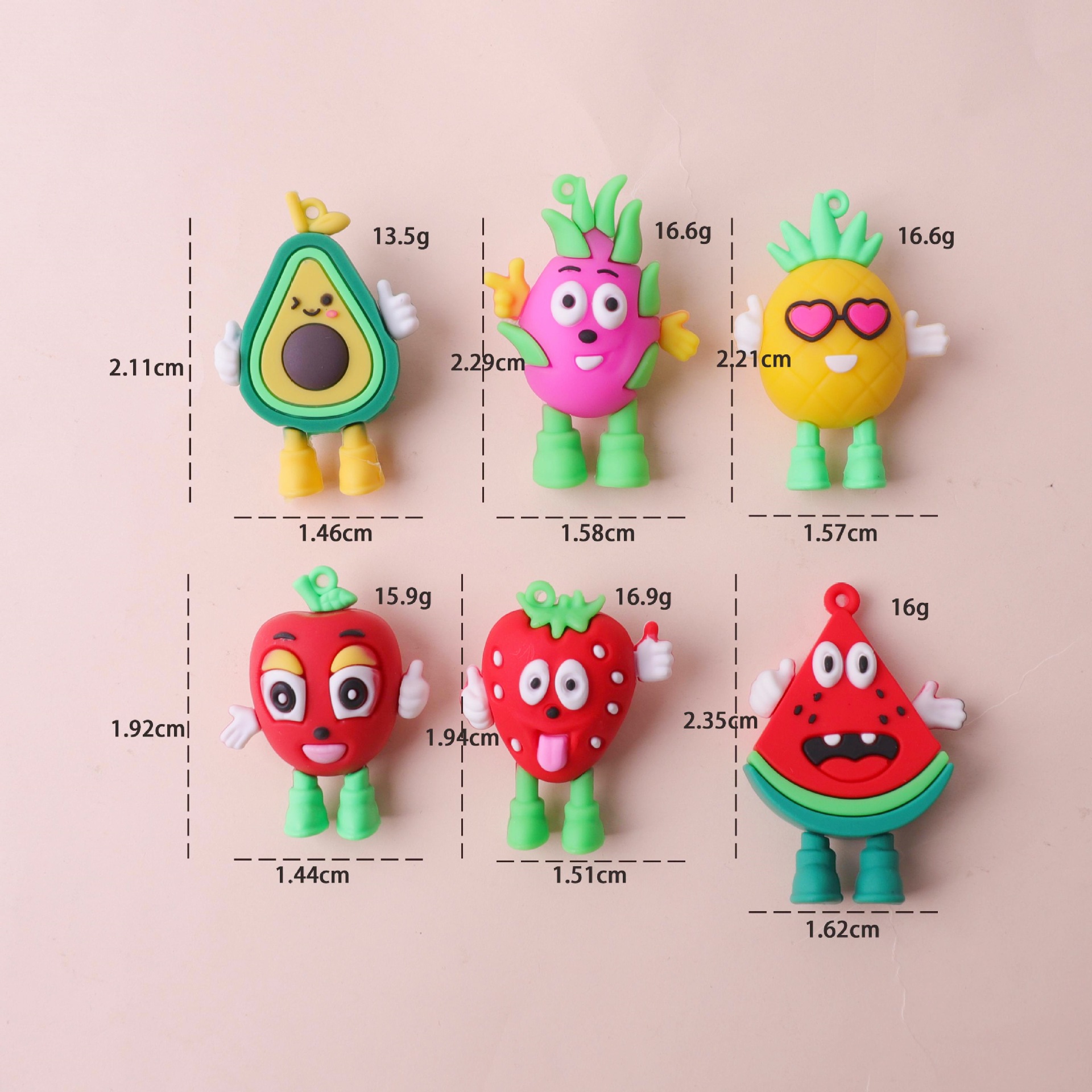 Frutas tridimensionales creativas bonitas transfronterizas llavero pequeño colgante accesorios de goma blanda muñeca Yiwu fábrica suministro directo