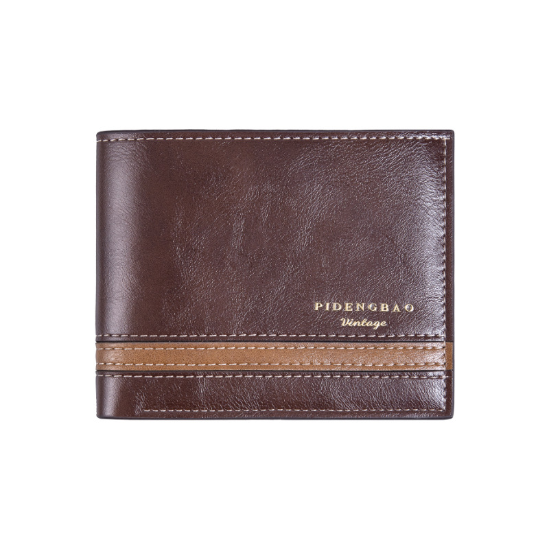 Comercio exterior europeo y americano retro nuevo hombre bolso corto dos plegados pu cera de aceite cartera bolsa de cambio bolso hombre mayorista