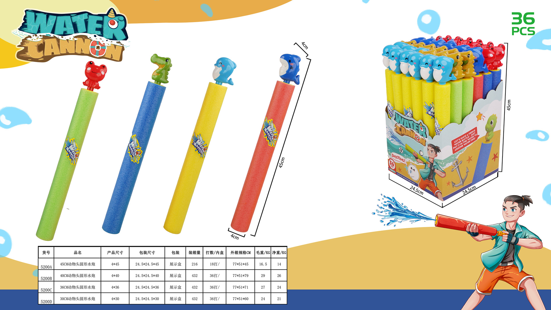 Pistolas de agua transfronterizas, juguetes de agua para niños, pistolas de agua con cabeza de animal de tiro tirado, batallas de agua de alta presión y alcance de largo alcance