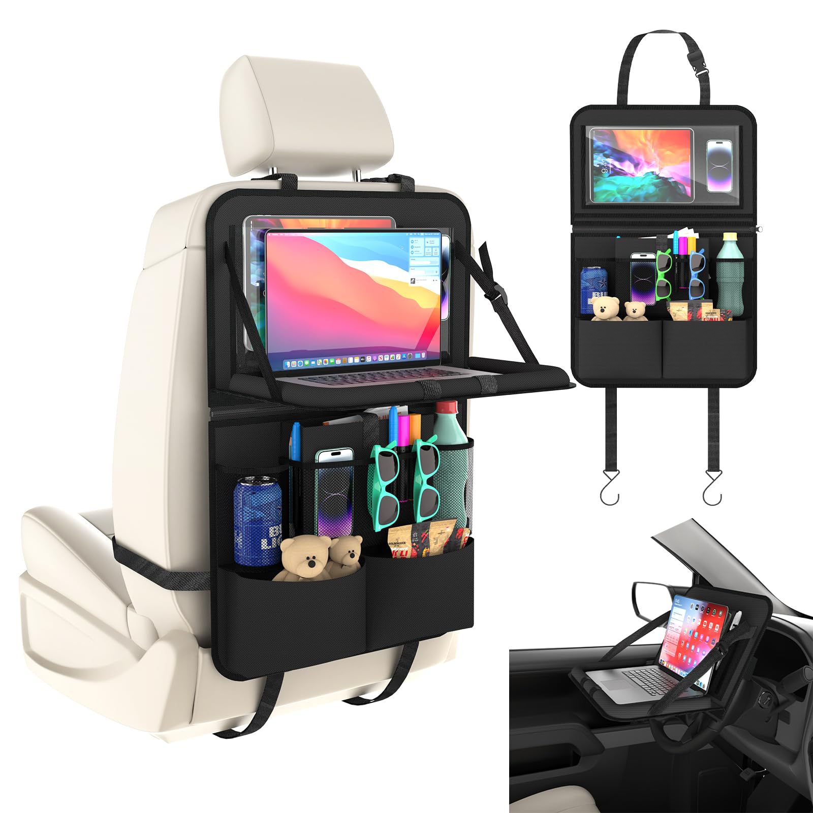 Nuevo tipo de explosión transfronteriza bolsa de almacenamiento del asiento trasero del automóvil contenedor de basura multifuncional mesa de comedor taza de soporte de respaldo de la silla anti-caña