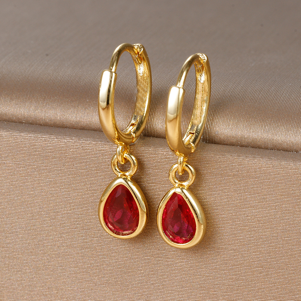 1 Pair Ig Style Simple Style Water Droplets Plating Inlay Copper Zircon Drop Earrings display picture 6