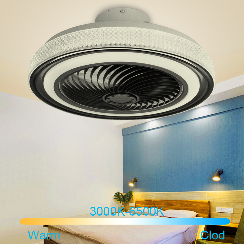 RGB color dormitorio luz del ventilador casa comedor LED luz de techo inteligente APP Bluetooth música invisible luz del ventilador