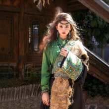 藏族拉萨绿色藏袍新款民族旅游西藏旅拍服饰写真藏装藏式演出服装