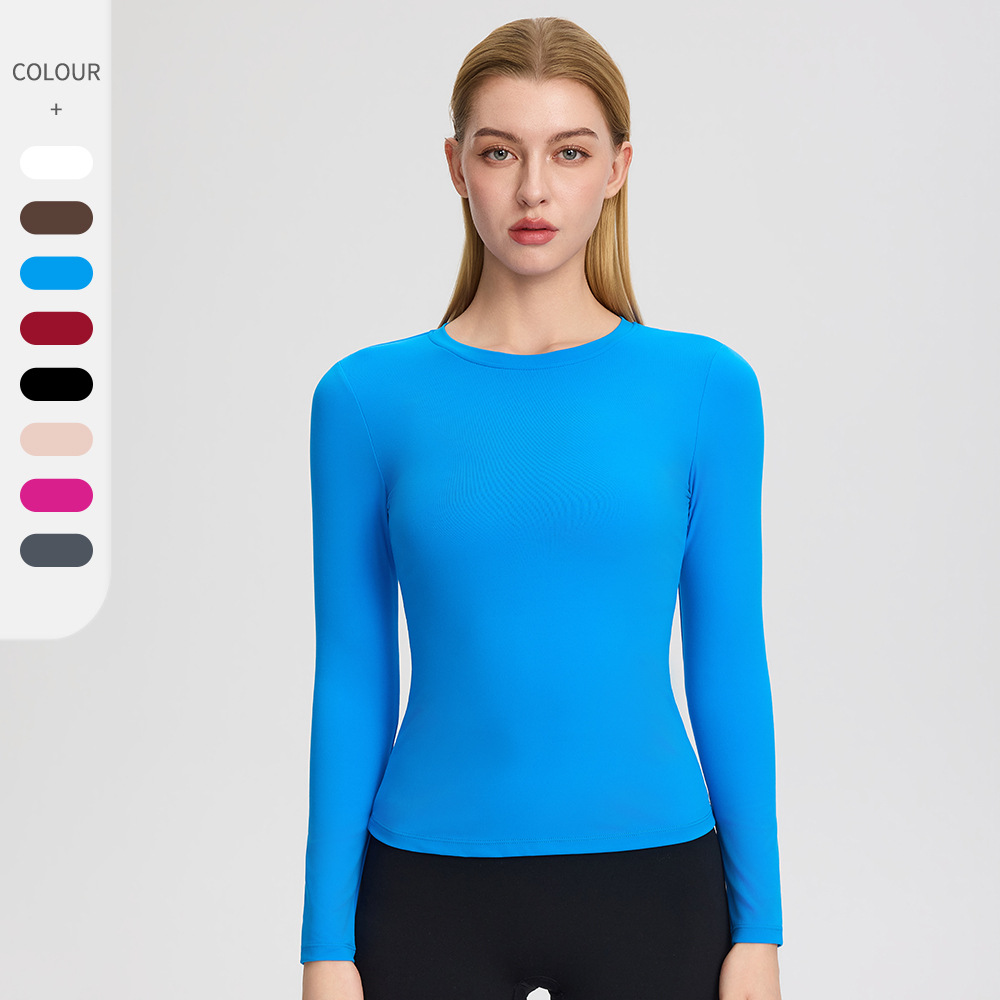 Autumn and Winter Yoga workout clothes women's tight slimming sports long sleeve nude high elastic running yoga long sleeve T-shirt 32543
