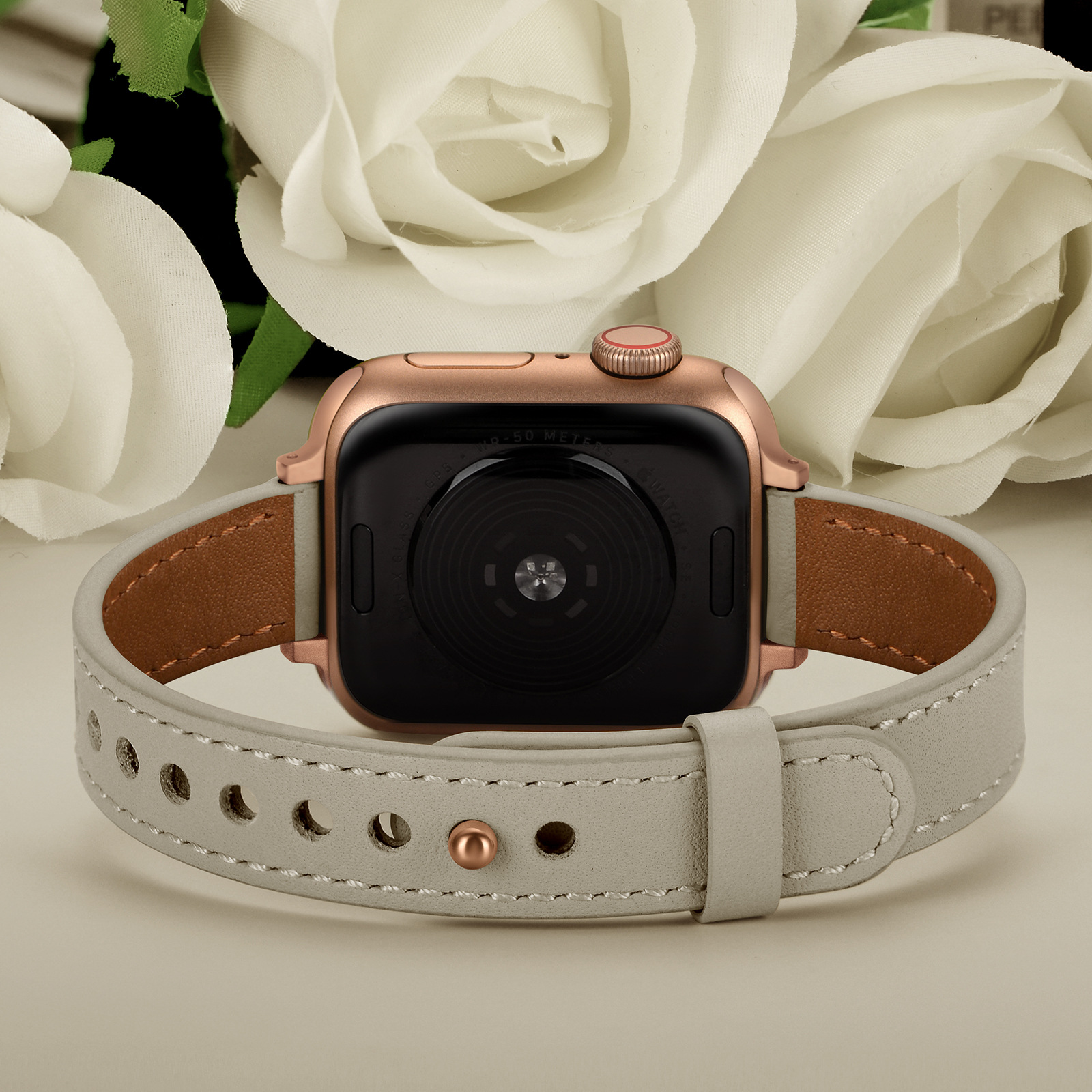 18g Weight Apple watch watchband Classification Genuine leather Material Solid Color Pattern Retro Style Retro Solid Color Apple Watch Watchband 60
