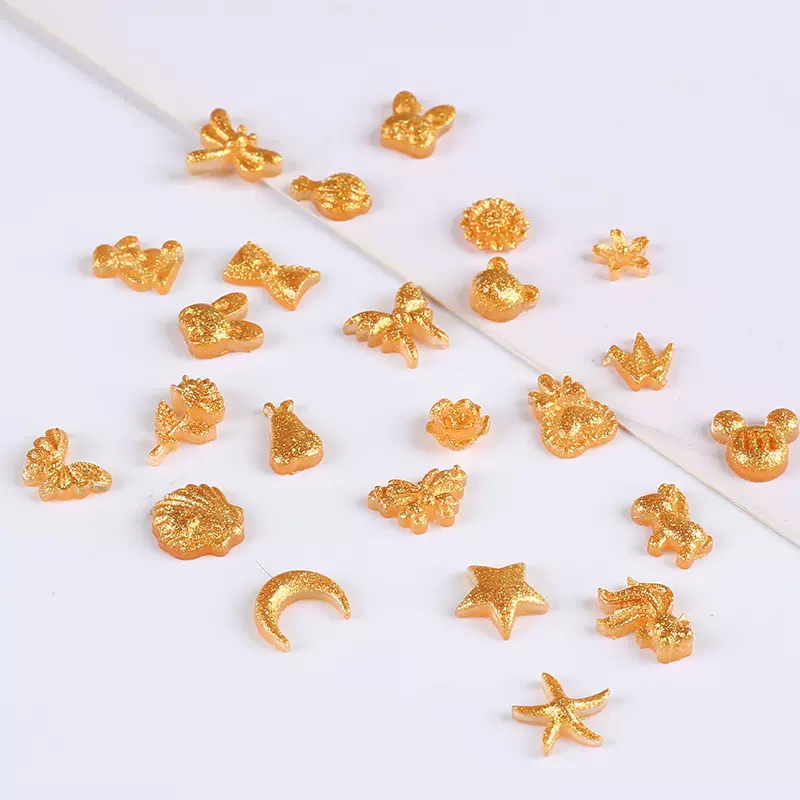 新款金色系列纯欲美甲饰品高级感立体越来星星diy指甲材料包批发