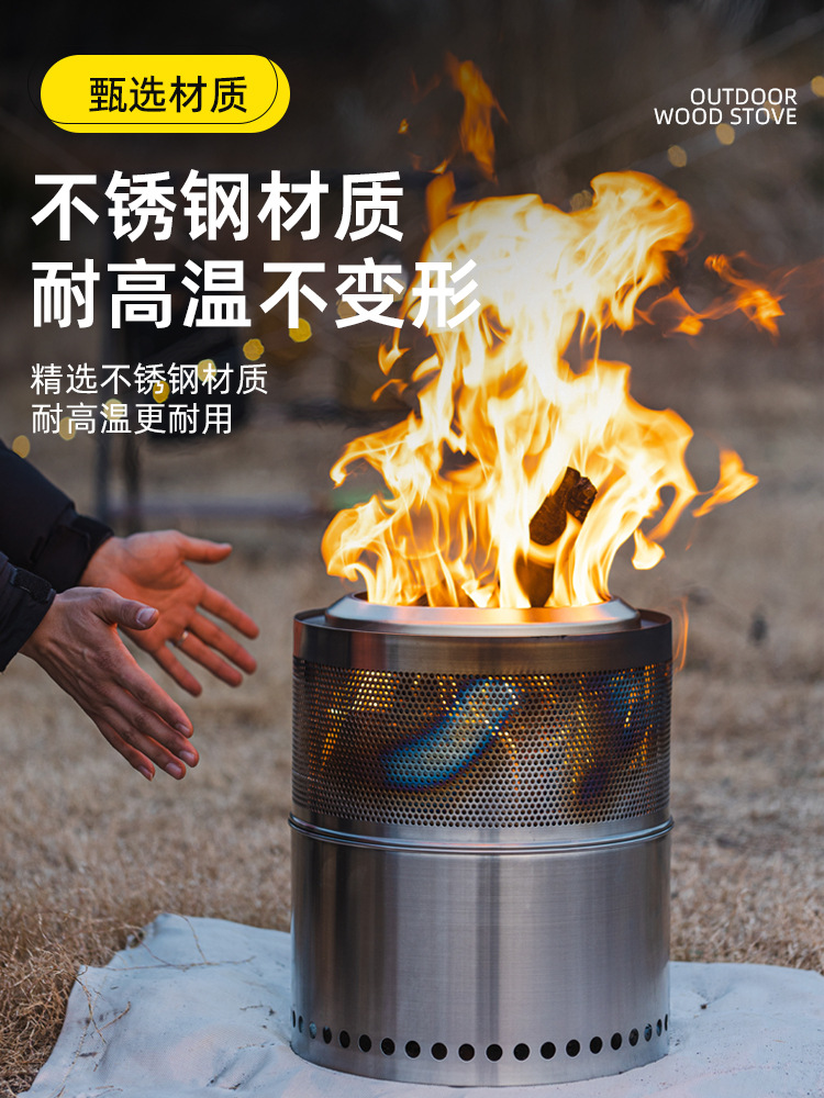 Horno de acero inoxidable al aire libre, horno de leña plegable, resistente a altas temperaturas y no fácil de deformar, horno de barbacoa de picnic de camping, estufa de calefacción